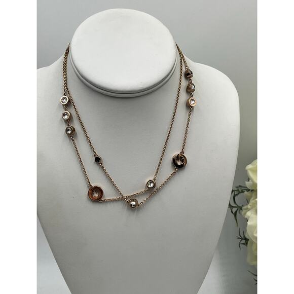 Kate Spade Spot The Spade Long Rose Gold Bezel Crystal Spade Station Necklace - Picture 2 of 10